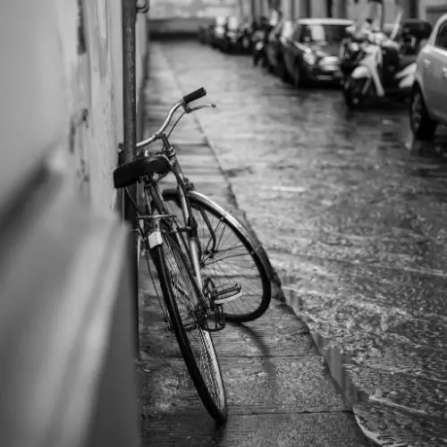 Bike sitting in the rain